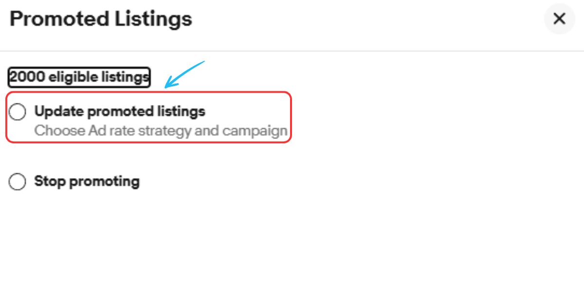 Update promoted listingsにチェックを入れる 画像